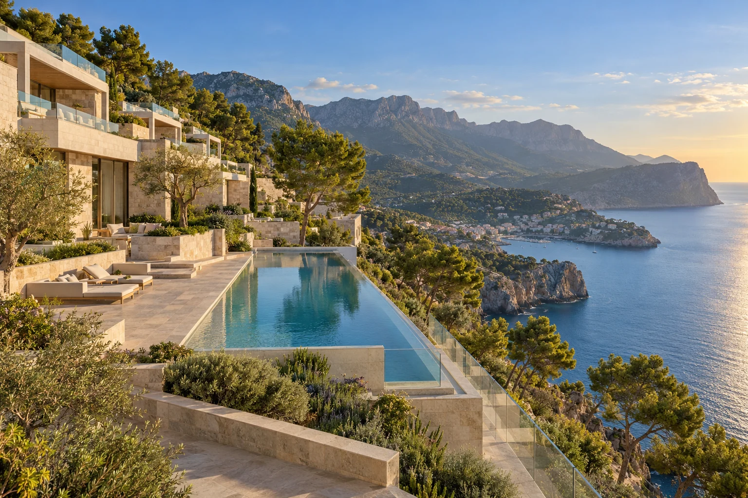 AI-generated architectural illustration inspired by Jumeirah Mallorca, Mallorca